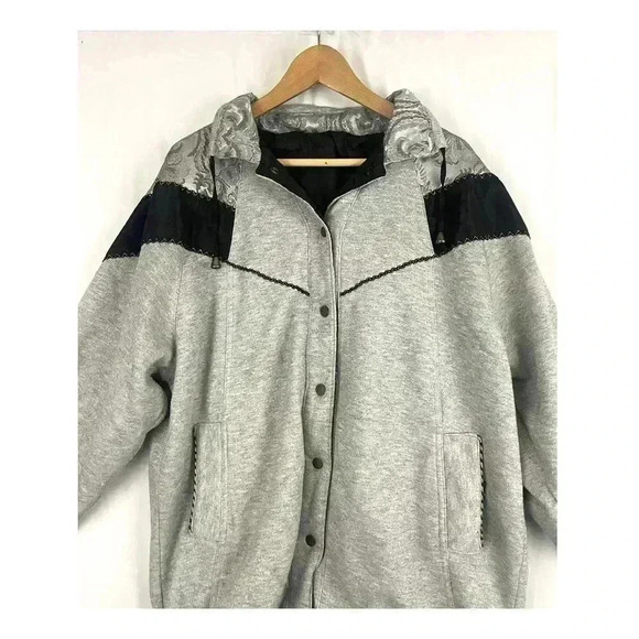 VTG Reversible Windbreaker Jacket OS Silver Snap Button Closure CURRENT SEEN - Picture 10 of 11